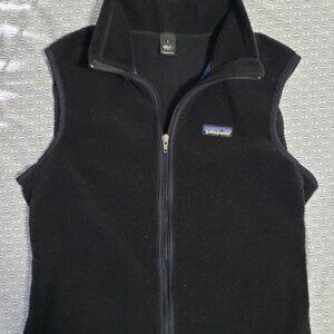 Patagonia Vintage Women's Black PEF Fleece Flyer Vest Size Small S USA Windproof